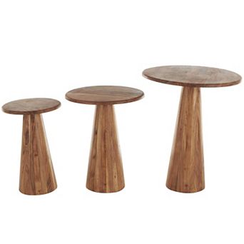 Stella & Eve Wood Accent Table with Natural Wood Grains and Cone Shaped Base