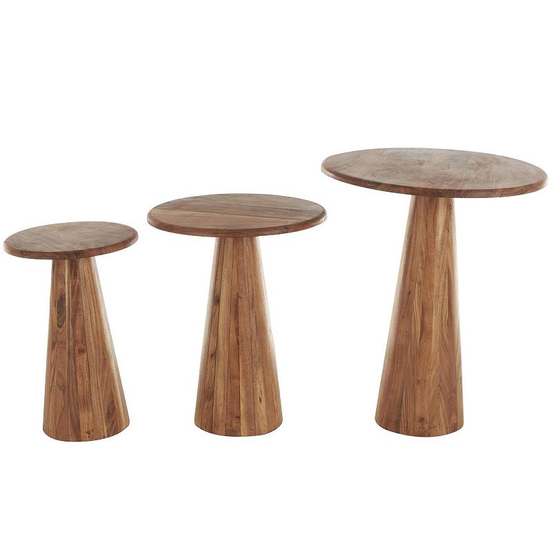 Stella & Eve Wood Accent Table with Natural Wood Grains and Cone Shaped Base, Brown