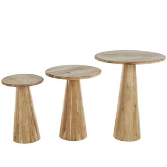 Stella & Eve Wood Accent Table with Natural Wood Grains and Cone Shaped Base