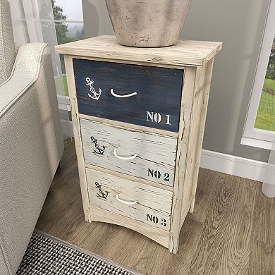 Stella & Eve Wooden Small Distressed Chest with 3 Numbered Drawers