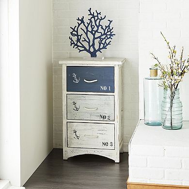 Stella & Eve Wooden Small Distressed Chest with 3 Numbered Drawers