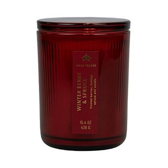 Sonoma Goods For Life® Winterberry & Spruce 15.4-oz. Ribbed Glass Candle