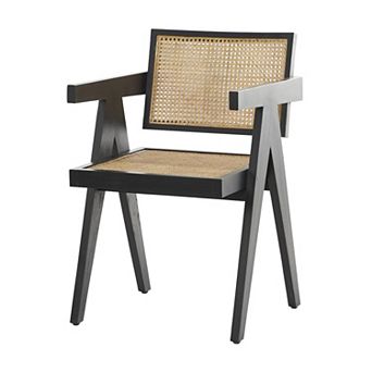 Stella & Eve Teak Wood Handmade Accent Chair with Woven Cane Seat