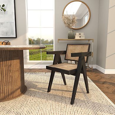 Stella & Eve Teak Wood Handmade Accent Chair with Woven Cane Seat