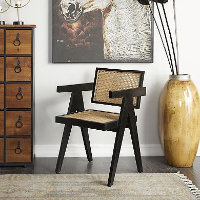 Stella & Eve Teak Wood Handmade Accent Chair with Woven Cane Seat