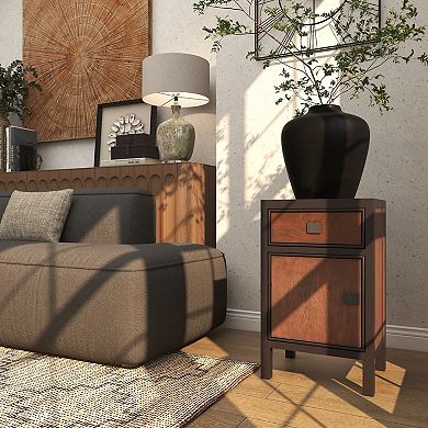 Stella & Eve Wood Square Cabinet with 1 Door & 1 Drawer