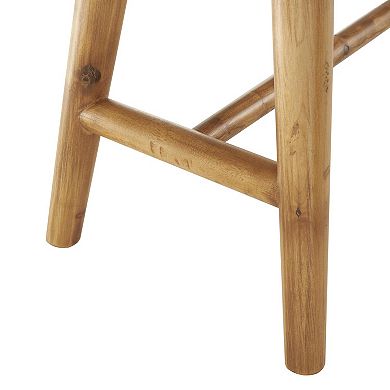 Stella & Eve Wood Handmade Slim Bench with Faux Rattan Wrapped Seat