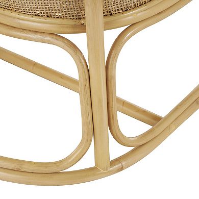 Stella & Eve Rattan Woven Rounded Accent Chair with Fabric Cushion