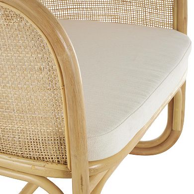 Stella & Eve Rattan Woven Rounded Accent Chair with Fabric Cushion