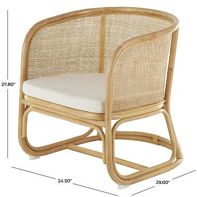 Stella & Eve Rattan Woven Rounded Accent Chair with Fabric Cushion