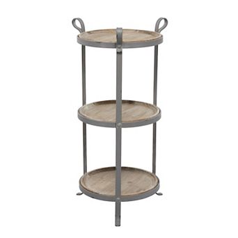 Stella & Eve Metal 2-Shelf Accent Table with Wood Tabletops