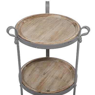 Stella & Eve Metal 2-Shelf Accent Table with Wood Tabletops