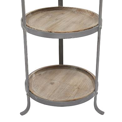 Stella & Eve Metal 2-Shelf Accent Table with Wood Tabletops