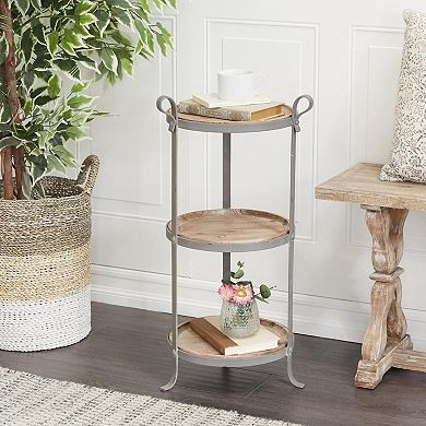 Stella & Eve Metal 2-Shelf Accent Table with Wood Tabletops