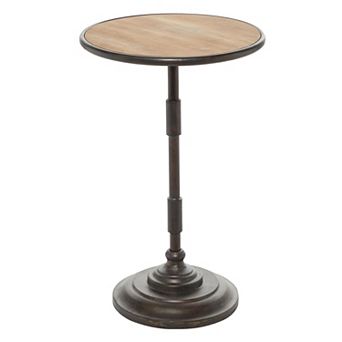Stella & Eve Metal Accent Table with Brown Wood Top