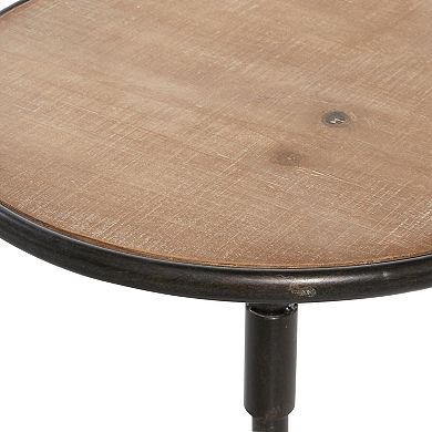 Stella & Eve Metal Accent Table with Brown Wood Top