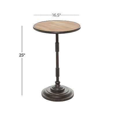 Stella & Eve Metal Accent Table with Brown Wood Top