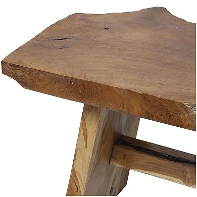 Stella & Eve Teak Wood Handmade Live Edge Coffee Table with Angled Base