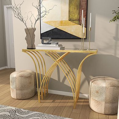 Stella & Eve Metal Rectangular Console Table with Mirrored Glass Top