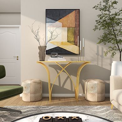 Stella & Eve Metal Rectangular Console Table with Mirrored Glass Top