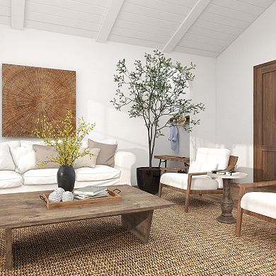 Stella & Eve Mango Wood Handmade Turned Accent Table with Mosaic Wood Chip Top