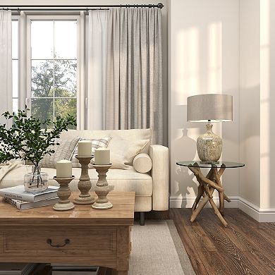 Stella & Eve Wood Handmade Tree Branch Accent Table with Clear Glass Top