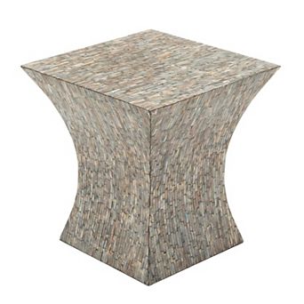 Stella & Eve Handmade Mother-of-Pearl Shell Hourglass Shaped Accent Table