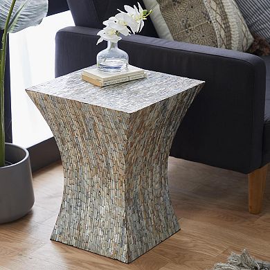 Stella & Eve Handmade Mother-of-Pearl Shell Hourglass Shaped Accent Table