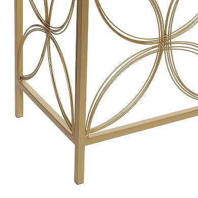 Stella & Eve Metal Quatrefoil Frame Console Table with Glass Top