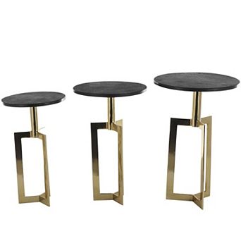 Stella & Eve Aluminum Metal Accent Table with Black Marble Top