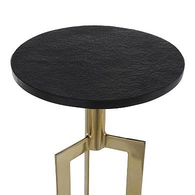 Stella & Eve Aluminum Metal Accent Table with Black Marble Top