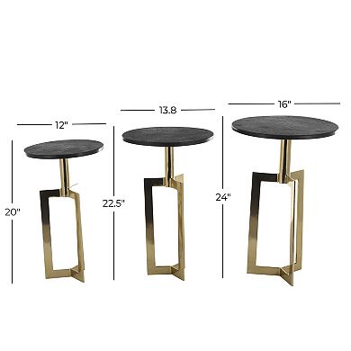 Stella & Eve Aluminum Metal Accent Table with Black Marble Top