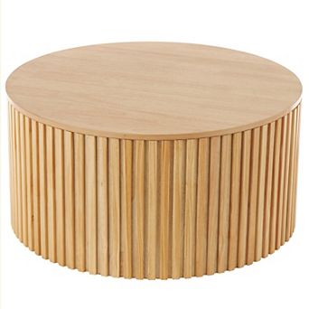 Stella & Eve Wood Handmade Ribbed Coffee Table with Slatted Base