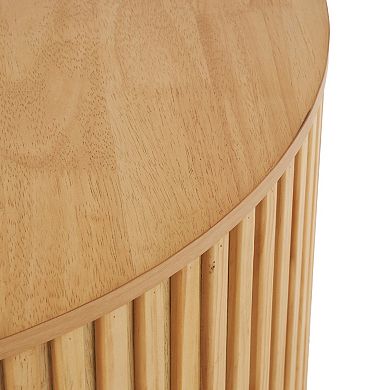 Stella & Eve Wood Handmade Ribbed Coffee Table with Slatted Base