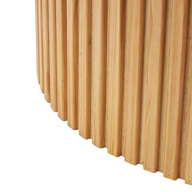Stella & Eve Wood Handmade Ribbed Coffee Table with Slatted Base