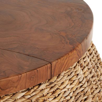 Stella & Eve Rattan Wrapped Coffee Table with Teak Top