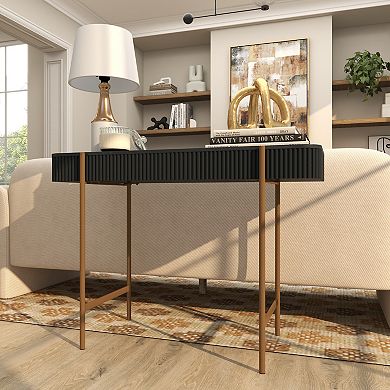 Stella & Eve Modern Wooden Ribbed Console Table