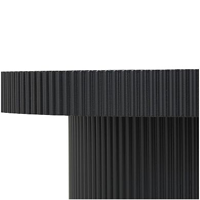 Stella & Eve Modern Round Ribbed Wood Coffee Table