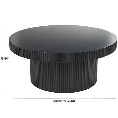Stella & Eve Modern Round Ribbed Wood Coffee Table