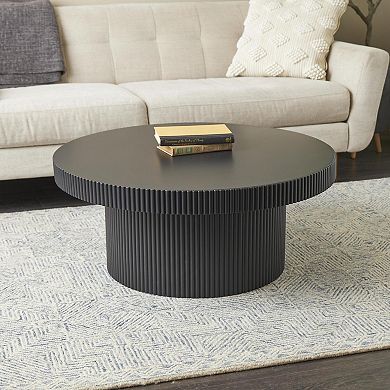 Stella & Eve Modern Round Ribbed Wood Coffee Table