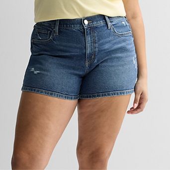 Juniors' Plus Size SO® Mid Rise Relaxed Midi Jean Shorts