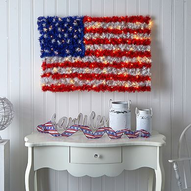 Nearly Natural LED American Flag Wall Decor