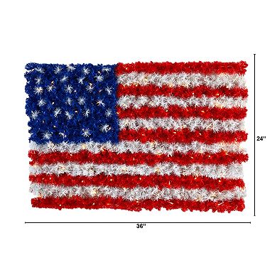 Nearly Natural LED American Flag Wall Decor