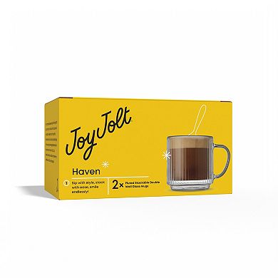 JoyJolt Haven Flute Double Wall 2-Piece Mug Set