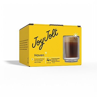 JoyJolt Haven Fluted Double Wall 4-Piece Mug Set