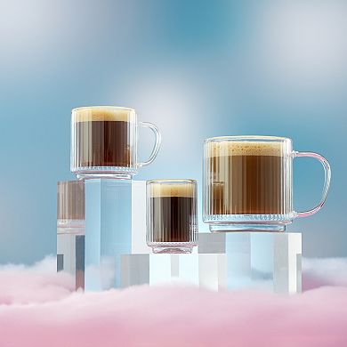 JoyJolt Haven Fluted Double Wall 4-Piece Mug Set