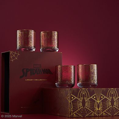 JoyJolt Spiderman Legacy 4-Piece Short Glasses Set