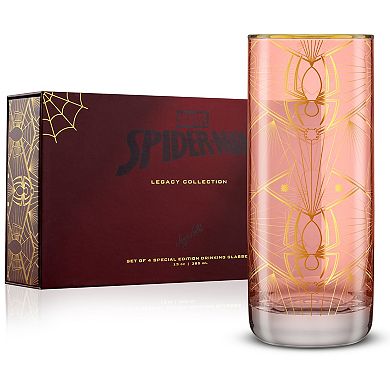 JoyJolt Spiderman Legacy 4-Piece Tall Glasses Set