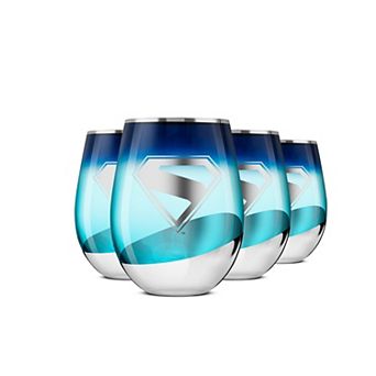 JoyJolt Superman 4 pc Stemless Glasses Set