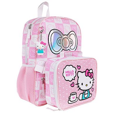 Hello Kitty All-Over Print Backpack With Detachable Lunch Box & 3D Charm